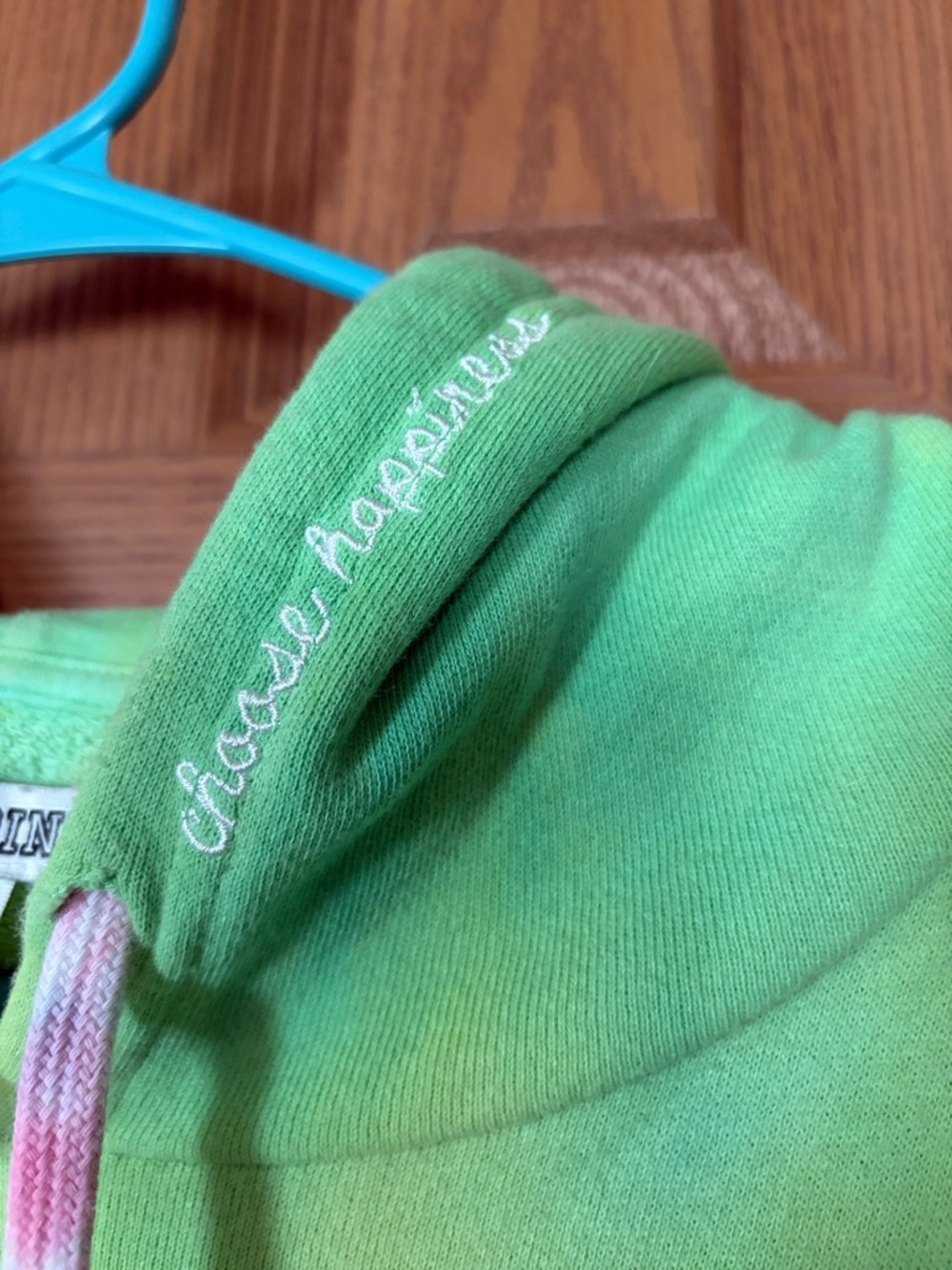 PINK Tie-Dye Hoodie Dress with Lime, Blue & Pink Accents - Picture 3 of 4